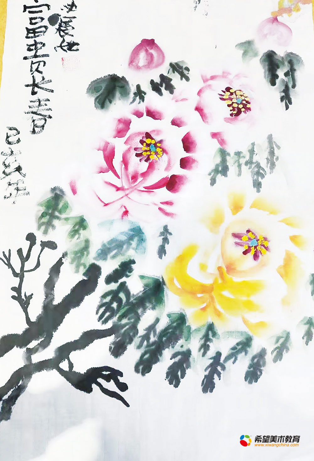 如此生动的国画花卉竟是出自孩子之手-儿童国画作品欣赏