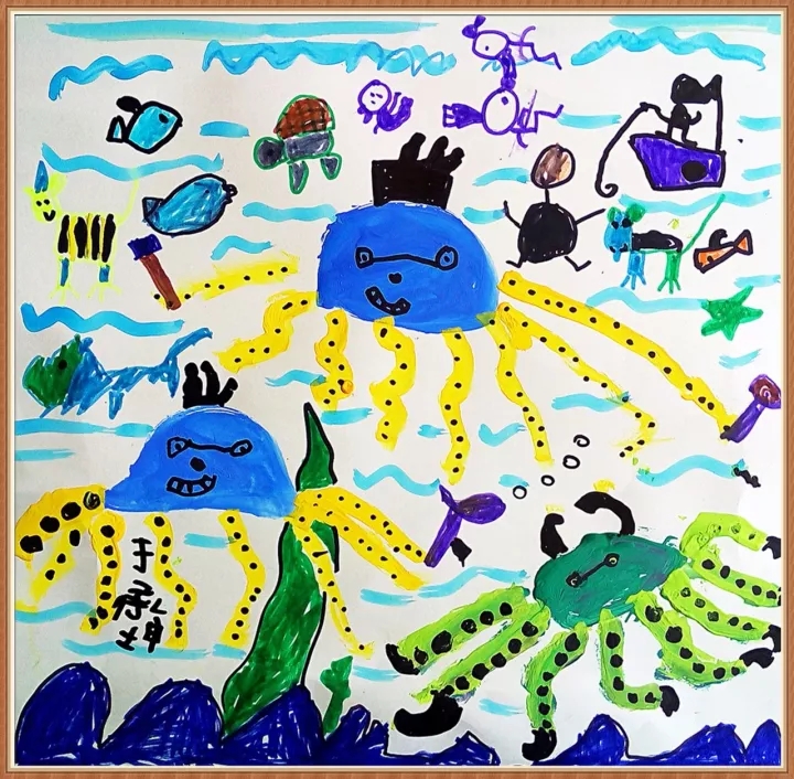 儿童绘画作品 神奇的章鱼保罗