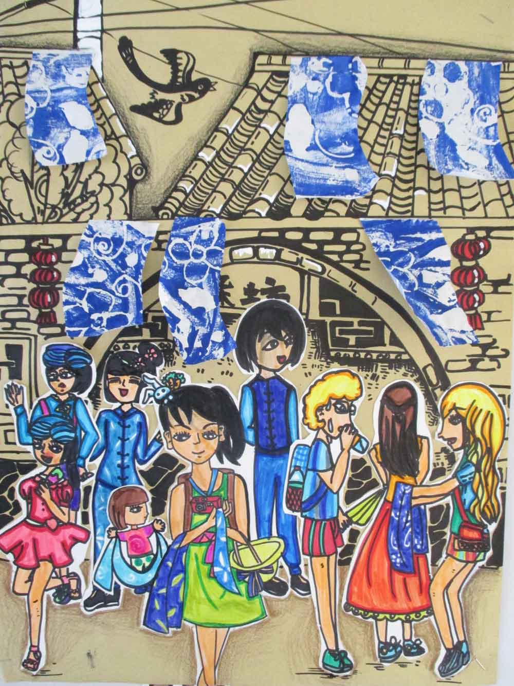希望美术教育思维绘画：赶集