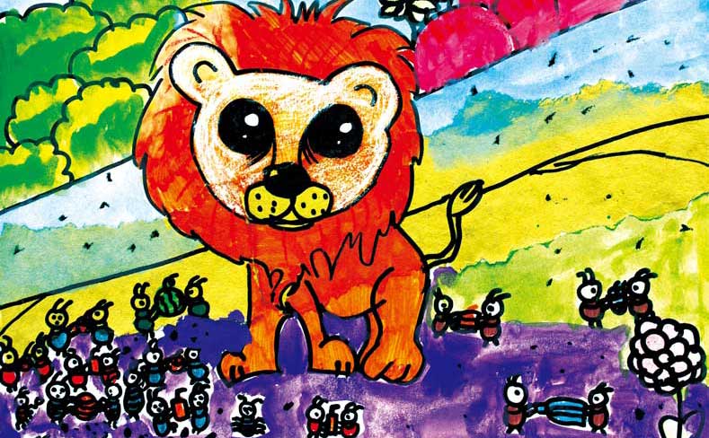 寓言故事创意绘画:狮子与蚂蚁