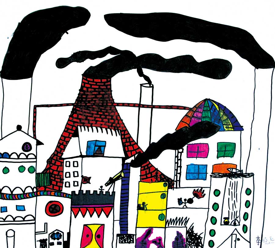 空气污染绘画作品图片