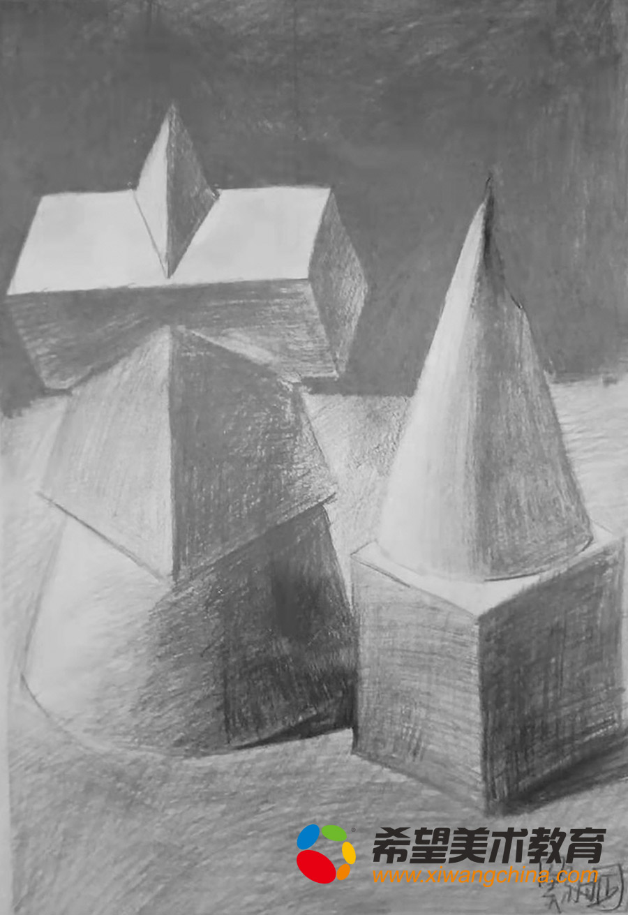 希望美术教育少儿美术作品素描几何