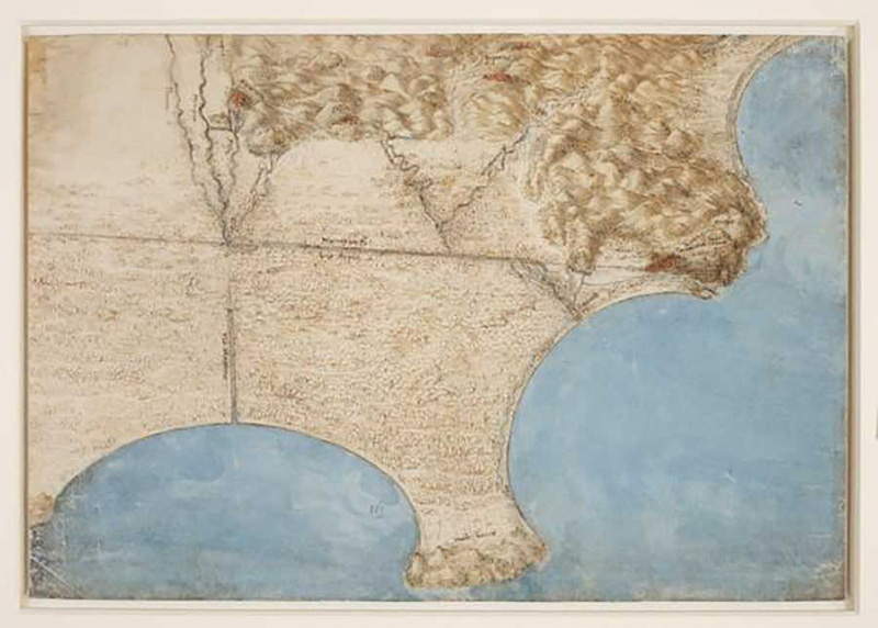 达·芬奇，《彭甸沼泽地图》，约1514-1515年