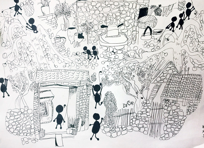 《山村写生创作》