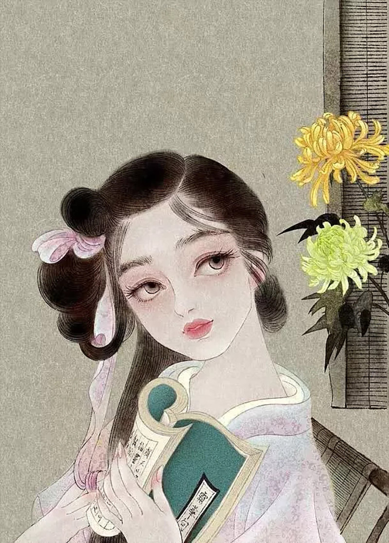 她把词牌名画成美人