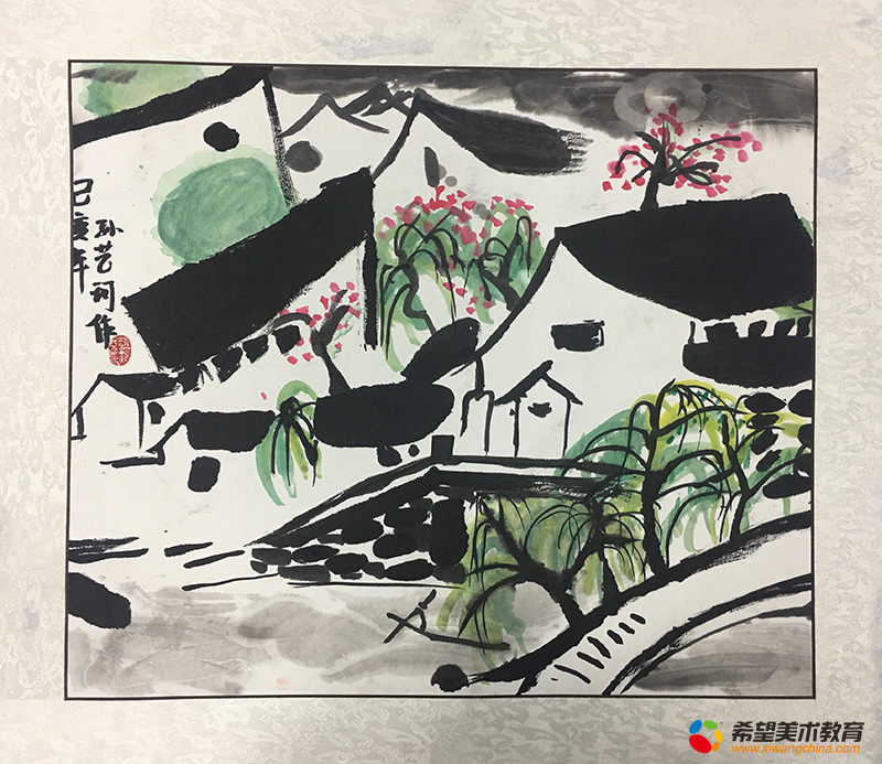 少儿美术作品江南