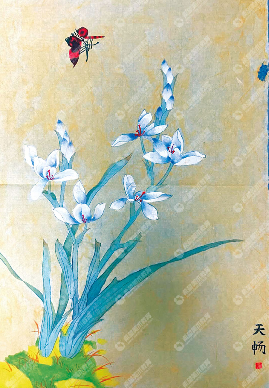 希望美术小画家张天畅作品《工笔兰花》