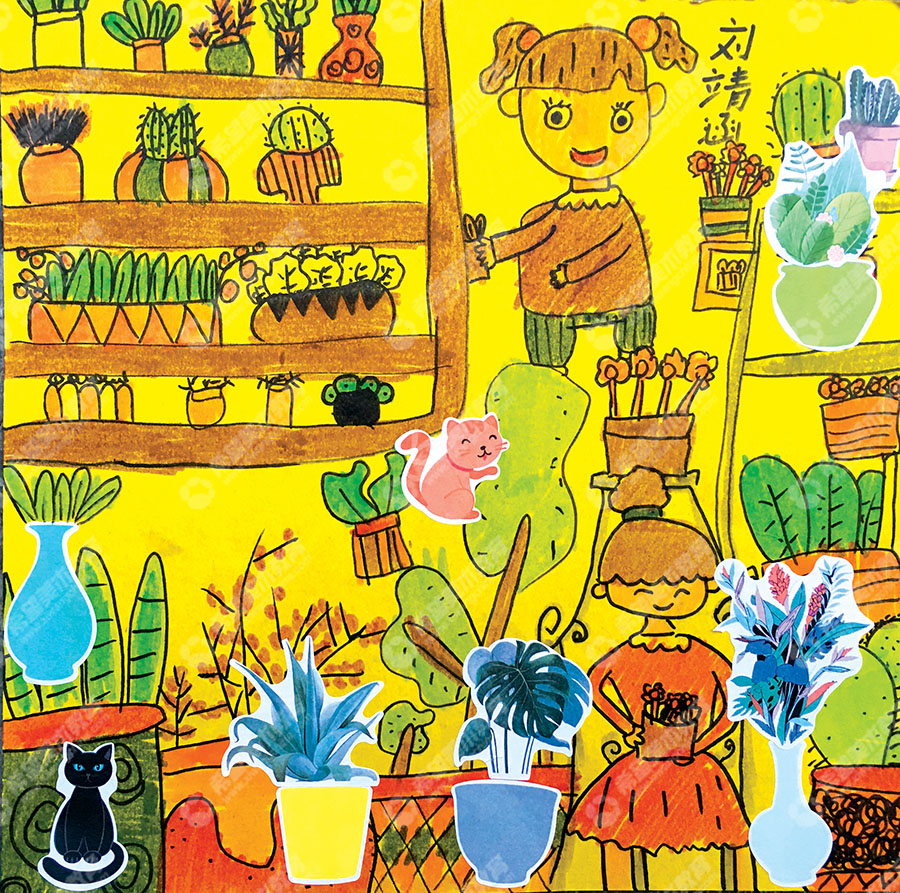 希望美术小画家刘婧涵作品《花店》