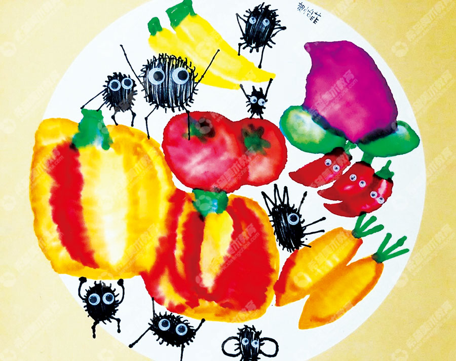 希望美术小画家贺怡菲作品《南瓜和小精灵》