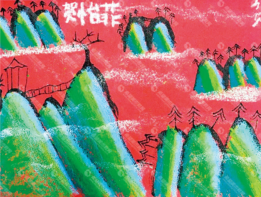 希望美术小画家贺怡菲作品《青山绿水》