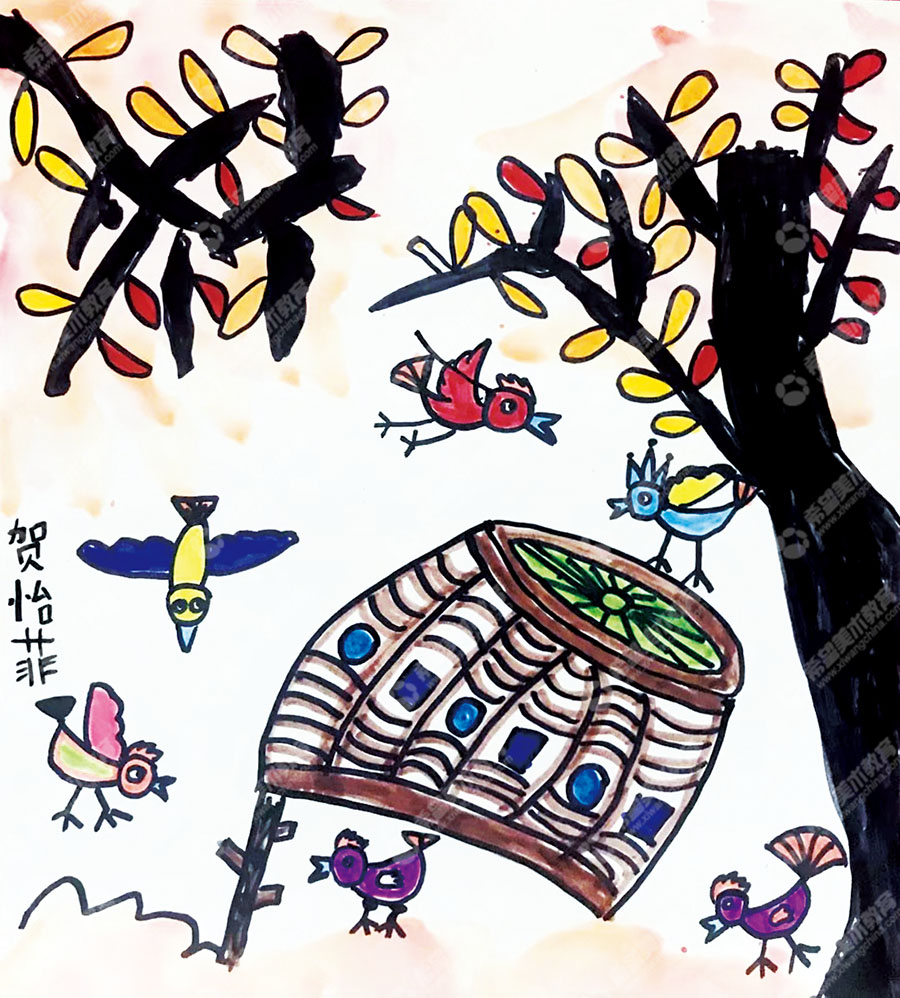 希望美术小画家贺怡菲作品《秋趣》