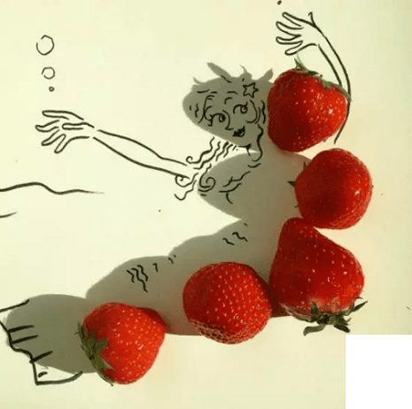 影子创意美术作品《草莓人鱼小姐》