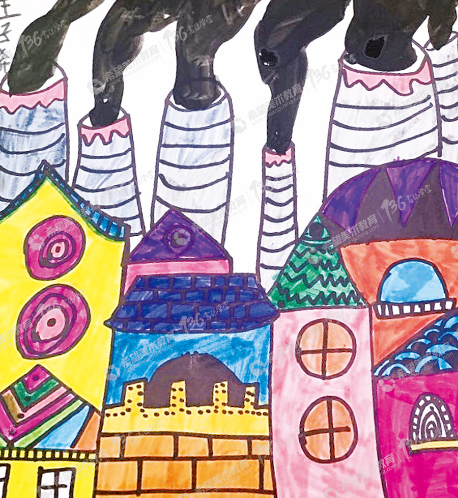 姓名：王子希  创意儿童美术作品：污染