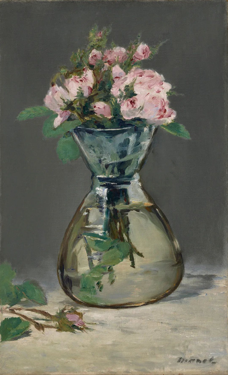 爱德华·马奈世界名画《花瓶里的百叶玫瑰》.jpg