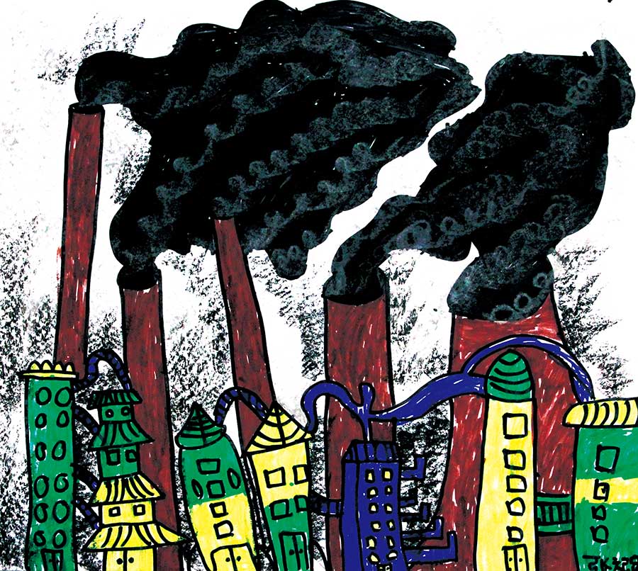空气污染绘画作品图片
