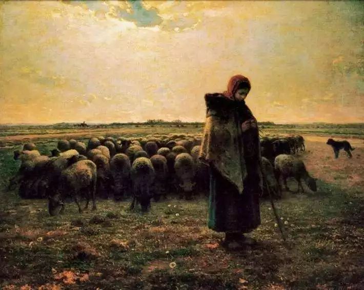 米勒世界名画《牧羊女与羊群》.jpg